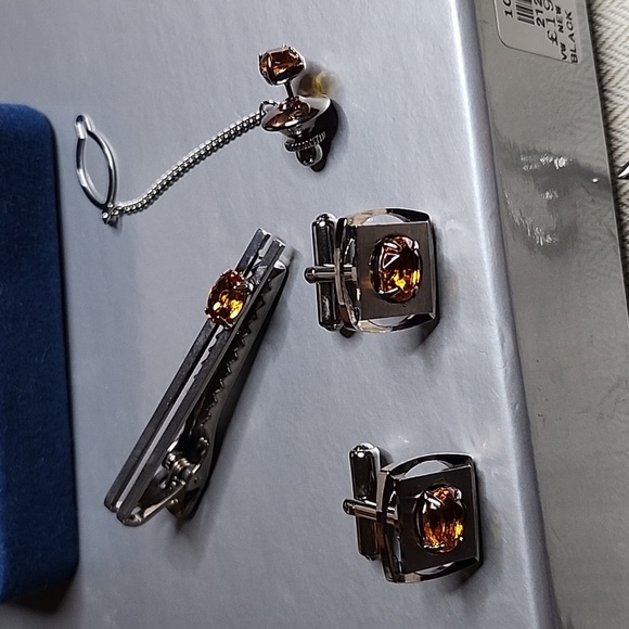 Cufflinks set of Vintage Unbranded orange stone - Picture 6 of 14